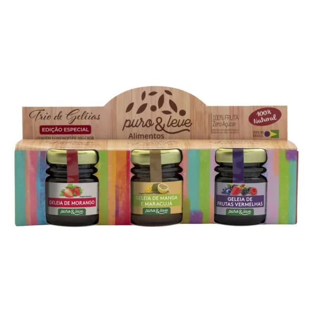 Kit Presente Trio De Mini Geleias 100% Fruta Zero Açúcar 30g
