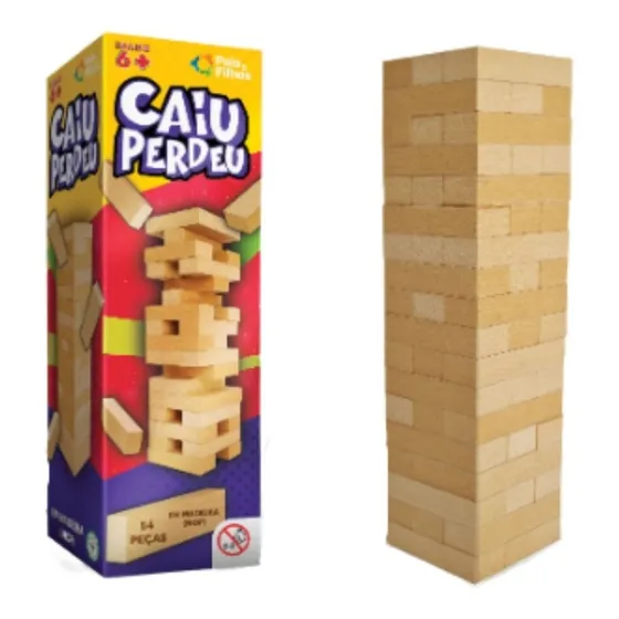 Jogo Caiu Perdeu Brinquedo Torre Mesa Equilíbrio Mdf 54 Pçs