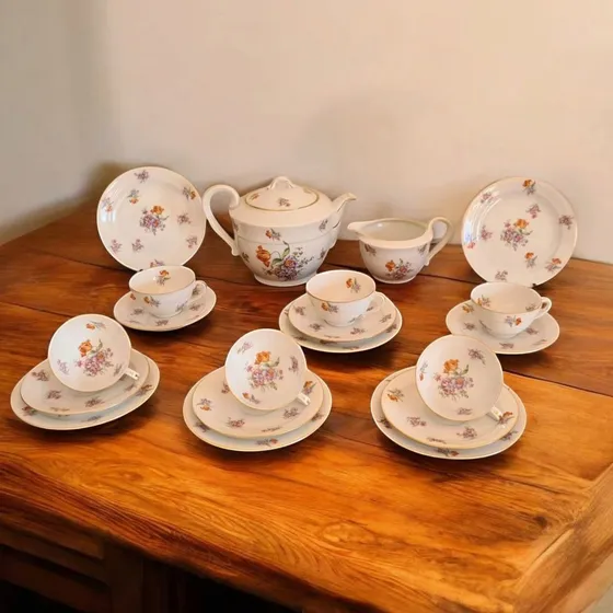 Juego De Té Y Postre En Porcelana De Limoges Antigua