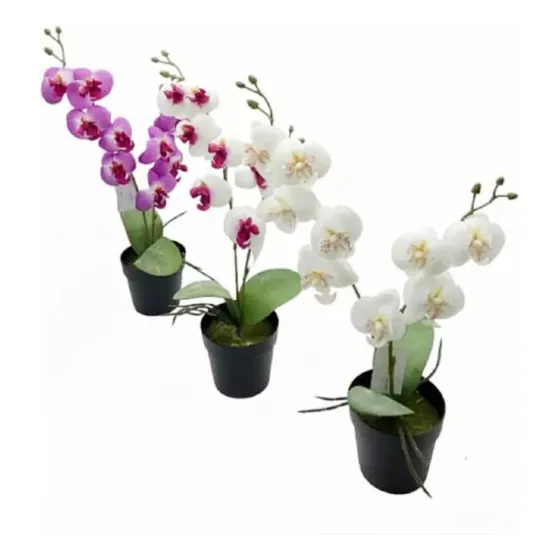 Orquidea En Maceta-flores Artificiales.-plantas Artificiales