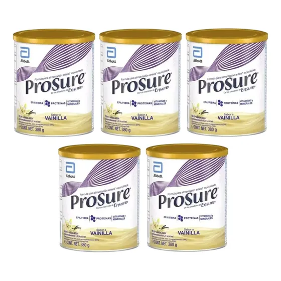 Prosure Polvo Lata Con 380 G Sabor A Vainilla, Pack De 5