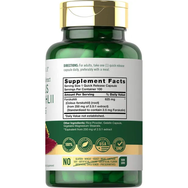 Cápsulas de forskohlii Carlyle Coleus | 625 mg | 100 unidades