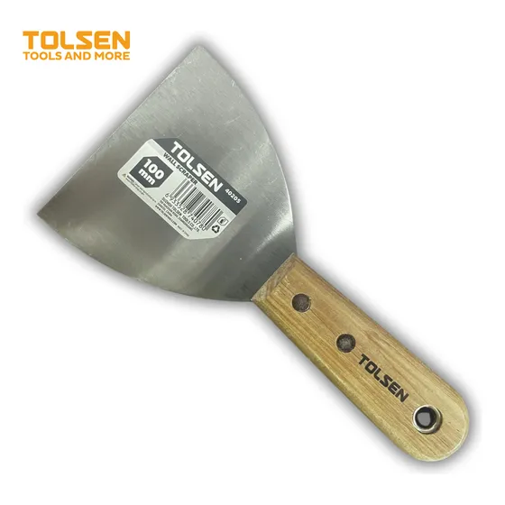 Espatula Flexible De Metal Mango Madera 100mm 4'' Pulgadas