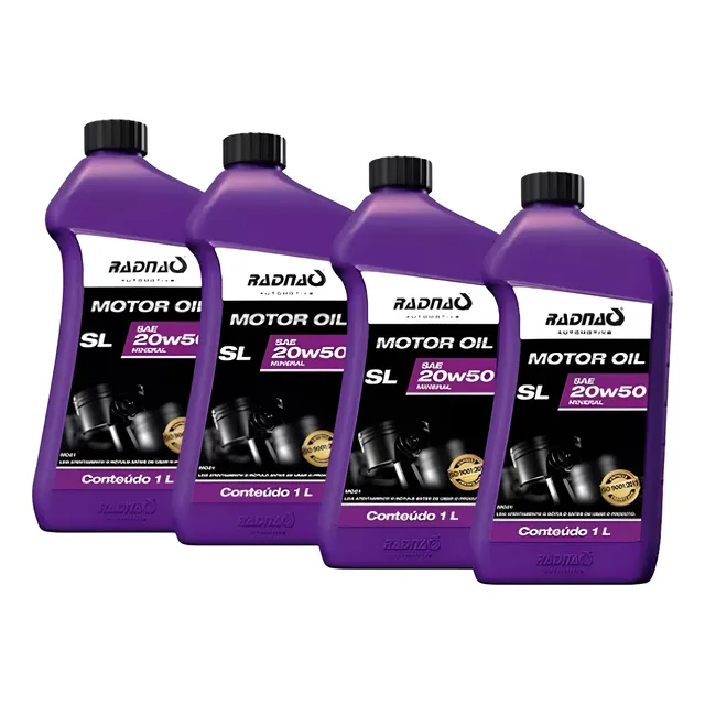 Kit Troca 4 Óleos Motor Carro 20w50 Sl Sae Mineral Radnaq 1l