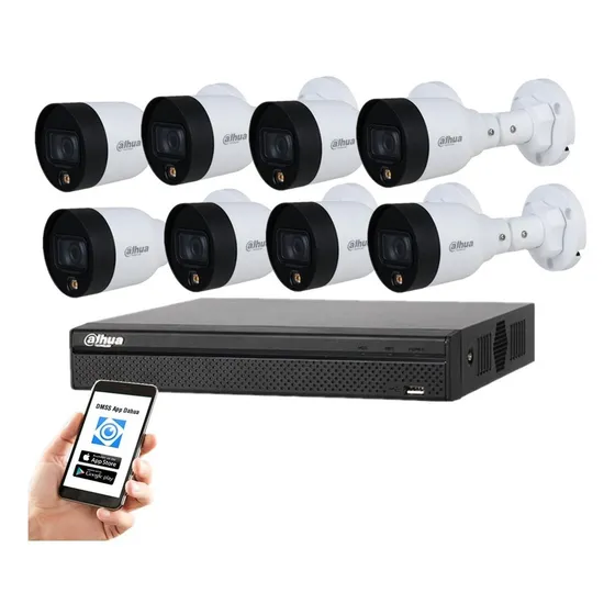 Kit Dahua Nvr 4k 8ch Poe + 8 Cam Ip Full Color 2mp 1080p 