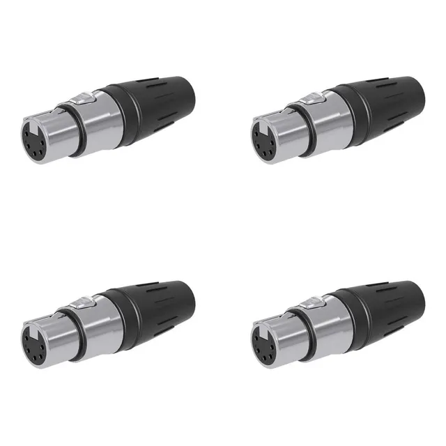 Seetronic Set D 4 Conectores Schf5 Xlr Canon 5 Pin Hembra Cromado Con Negro