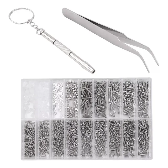 Surtido De 1000 Tornillos Y Tuercas Para Gafas Y 1 Destornil