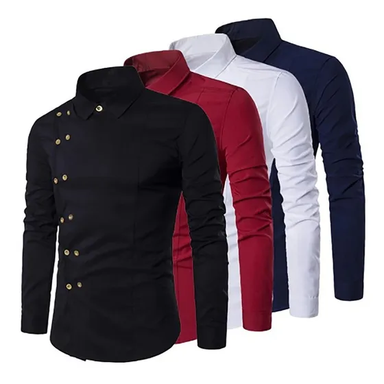 Camisa Cruzada Slim Fit Algodon #1201 De Caballero