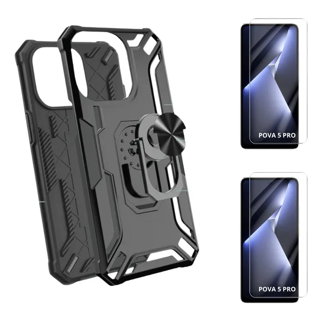 Case Bumper Para Tecno Pova 5 Pro + 2 Micas / Funda 2 Piezas