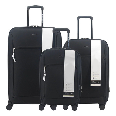 Set 3 Valijas Amayra Viaje 20 24 28 Pulgadas Rueda 360 Negro Set 3 Valijas Amayra Viaje 20 24 28 Pulgadas Rueda 360 Negro