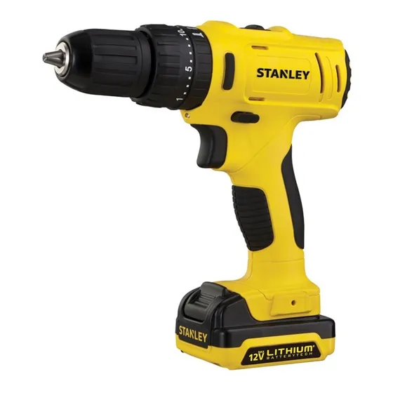 Taladro percutor atornillador inalámbrico de 10mm Stanley SCH12S2K 12V + accesorio con maletín de transporte 220V