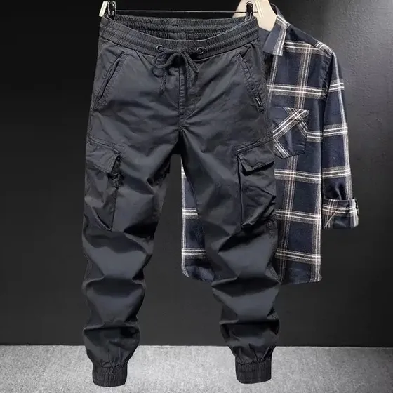 Pantalones Cargo Holgados De Color Liso Para Hombre