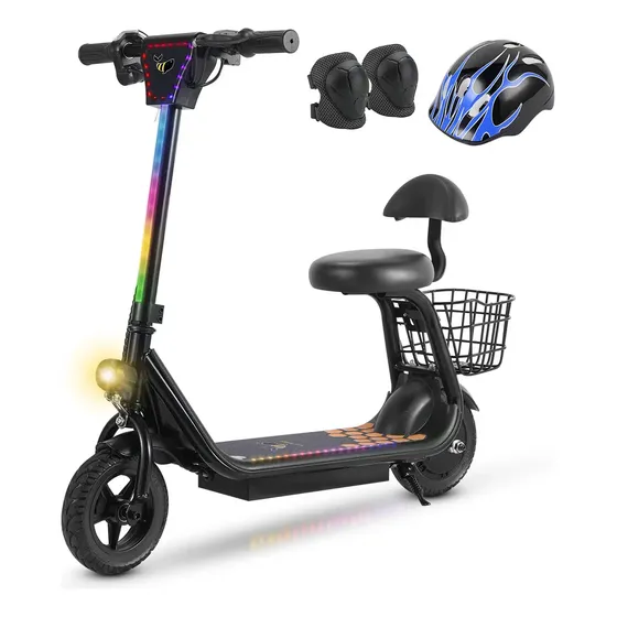 Scooter Electrico Con Asiento Para Niños Jl006 Honey Whale Negro
