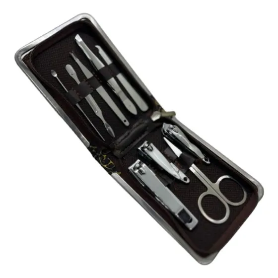 Kit Masculino 9 Peças Cortador De Unhas C Estojo Mãos E Pés