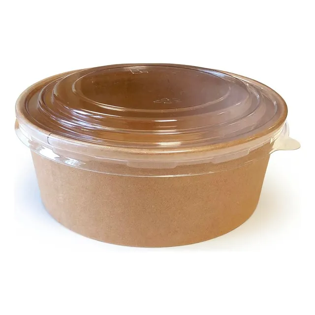 Envase Bowl Kraft Con Tapa Pet 750ml (50 Unidades)