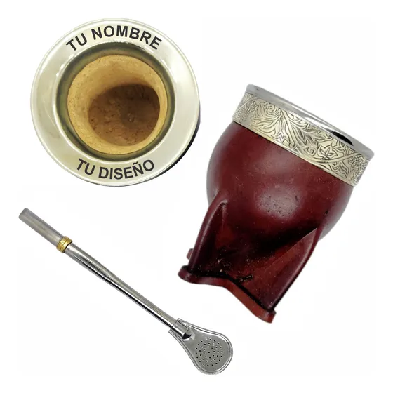 Mate Imperial Calabaza Con Grabado Personalizado Y Bombilla