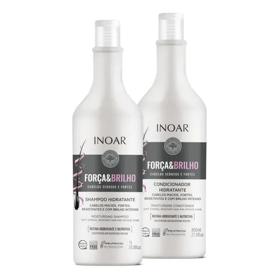 Kit Shampoo 1000ml + Condicionador 800ml Força e Brilho Inoar