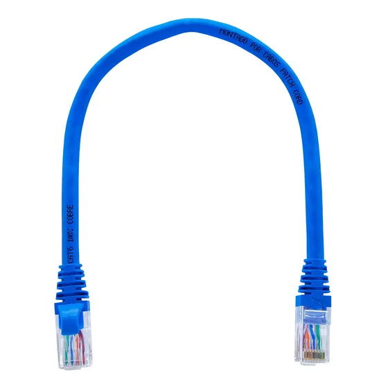 Kit 100 Un Patch Cord Cat6 100% Cobre Gigalan 15 Cm Azul
