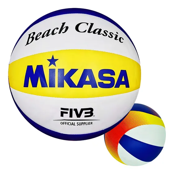 Bola Vôlei Praia Mikasa Bv552c Padrão Fivb Antiga Vxl30 Cor Azul/Branco/Amarelo