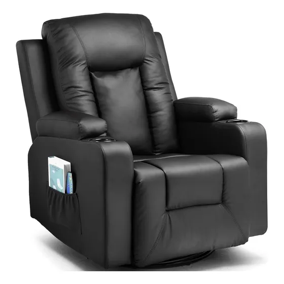 Silla Cine Reclinable Masaje Calefacción Negra
