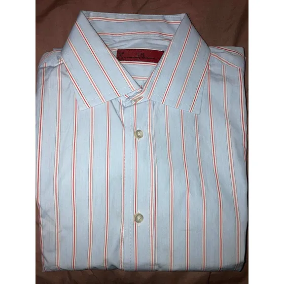 Camisa Carolina Herrera Ch Talla 16  Azul Rayas Formal 