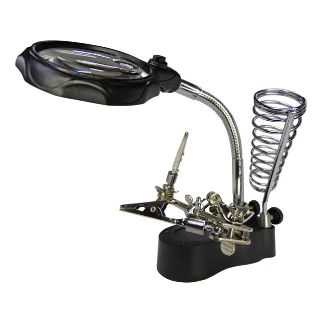 Lupa Con Led Pinza Base Para Cautín Reparar Electronicos Kingsman