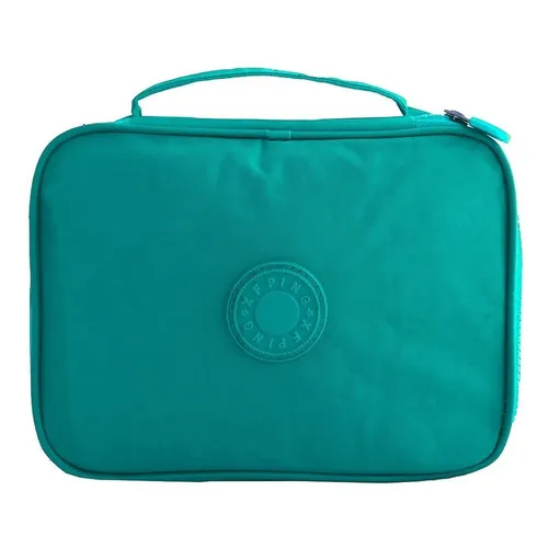 Estojo Escolar Jumbo Grande Masculino Quadrado Organizador Cor Verde Água-Com Alça