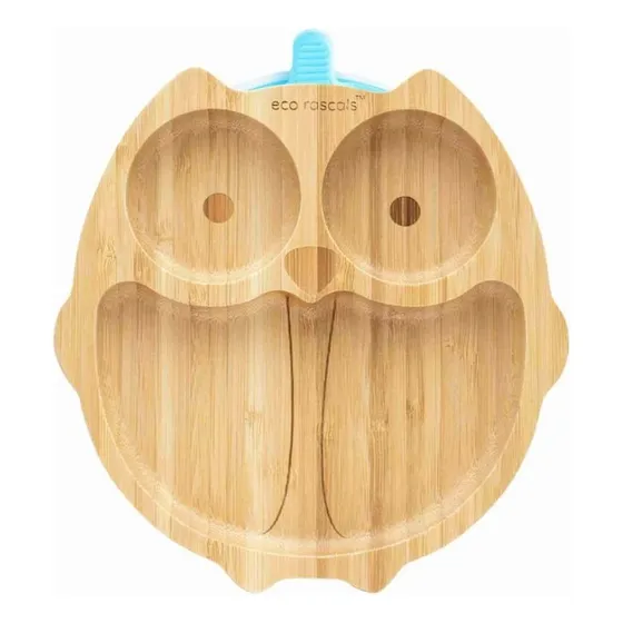 Eco Rascals Plato De Bambú Antideslizante Buho Niños