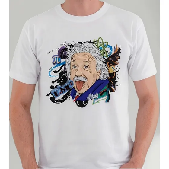 Camiseta Albert Einstein Língua E=mc² Cientista Camisa Blusa