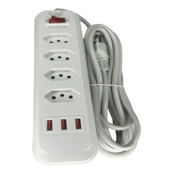 Filtro De Linha 5m- 4 Tomadas 3/usb 110/220v Bivolt C/ Prot