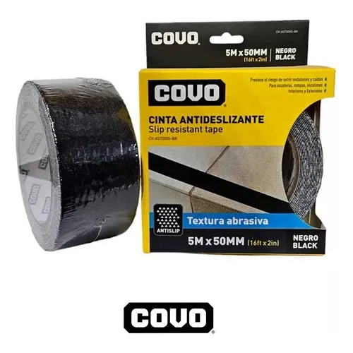 Cinta Antideslizante Negro 5mx50mm Autoadhesiva Covo