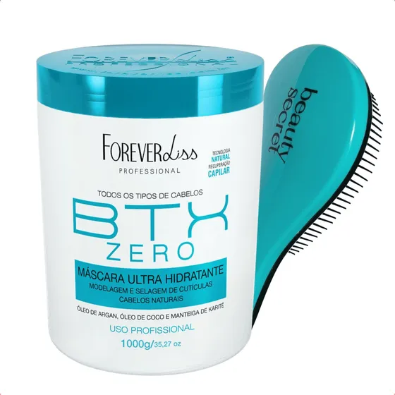 Kit Máscara Forever Liss Btx Zero 1kg E Escova Beauty Secret