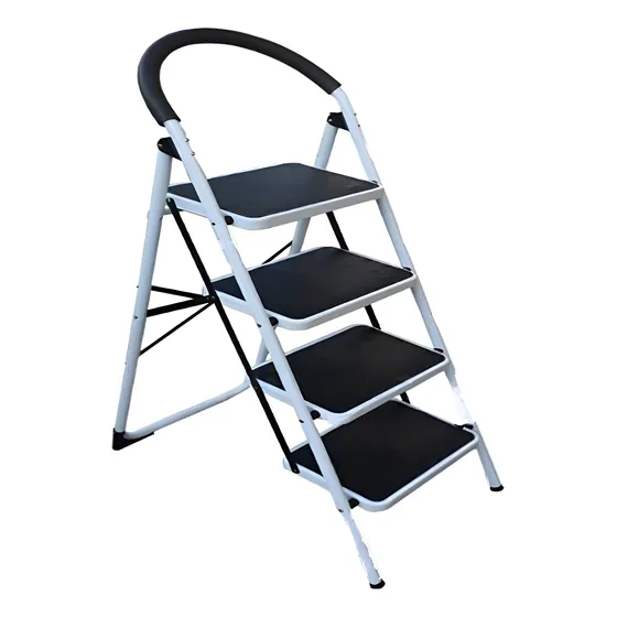 Escalera Con Soporte Ovalado, Pleglable De Aluminio 4 Pisos