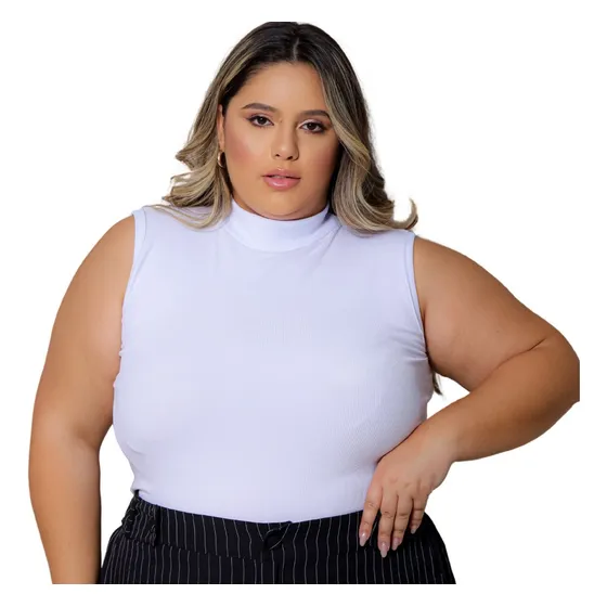 Blusa Feminina Plus Size Regata Gola Alta Social P Trabalhar