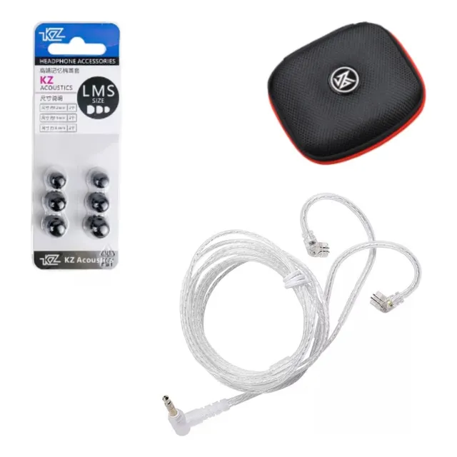 Kz Cable No Mic Pin C Plata + Estuche Kz Tela + Espumas