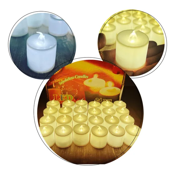 Pack X24 Velas Led Con Pilas Souvenir Fiesta Decoración