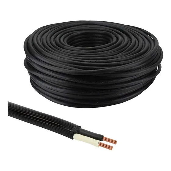 Cable Uso Rudo 2x10 Alucobre Keer Rollo 100m Antiflama Color De La Cubierta Negro