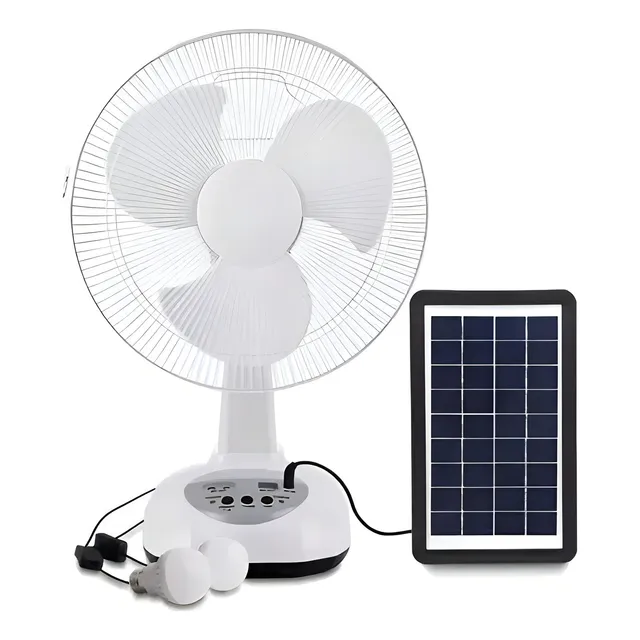Ventilador Solar De 12 Pulgadas Silencioso De 2 Velocidades Estructura Blanco GDTimes