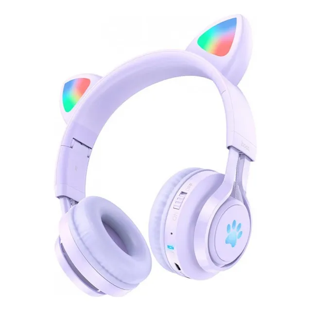 Auriculares Con Orejas Para Niños Bt Hoco W39 Purple