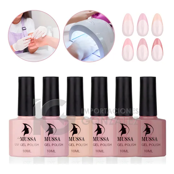 Gama De Gel Semipermanente Mussa® 6 Esmaltes Para Uñas Uv Color Gama The New Nude