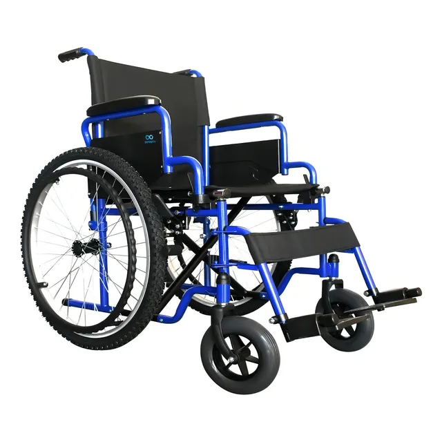 Silla De Ruedas De Lujo Todo Terreno Infinity YWL-Y-H010 Con Llantas Neumáticas, Plegable, Soporta 120kg, Color Azul-Negro