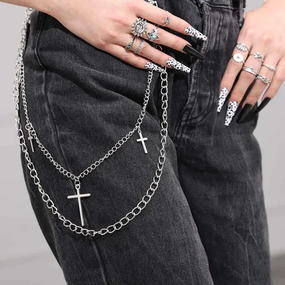 Tgirls Punk Goth Pant Chains Hip Hop Pocket Jean Rlwk9