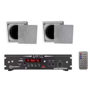 Kit Som Ambiente Fm App Bt Usb + 2 Arandelas Quadradas Kit Som Ambiente Fm App Bt Usb + 2 Arandelas Quadradas