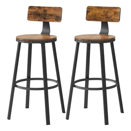 Vasagle Kit 2 Banquetas Altas para Balcão Bar Cozinha Banco Alto 73,5 cm Marrom