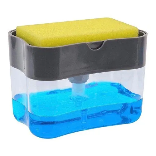 Dispensador De Jabon Liquido Lavaplatos Con Esponja Cocina Color Transparente