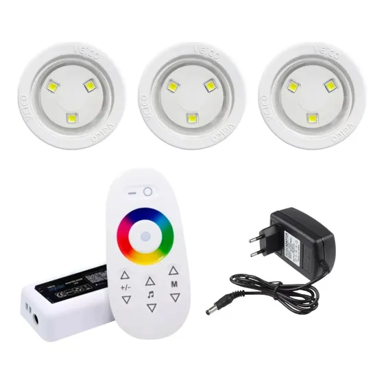 Kit 3 Mini Refletor Led  4,5w + Controlador Led Rgb Nexus