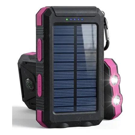 Carregador Solar Forte 10000mah Lanterna Power Bank Variado