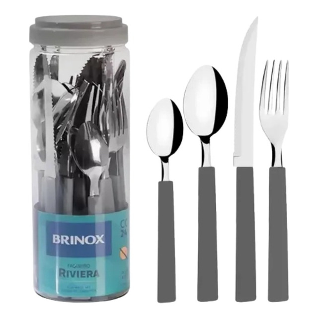Faqueiro Em Aço Inox 24 Peças Riviera Brinox - Cores Cor Cinza Faqueiro Em Aço Inox 24 Peças Riviera Brinox - Cores Cor Cinza