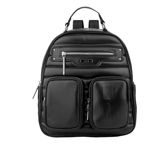 Mochilas Mujer Cuero Sintetico Lima Urbanas Bolsillos