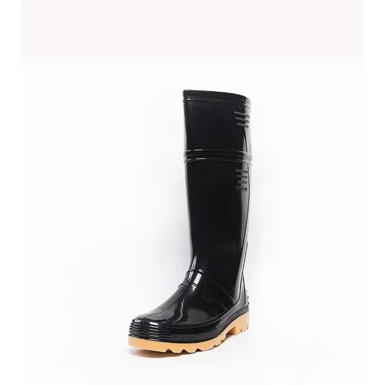 Bota Robusta Caña Larga Pvc Negra Sin Puntera